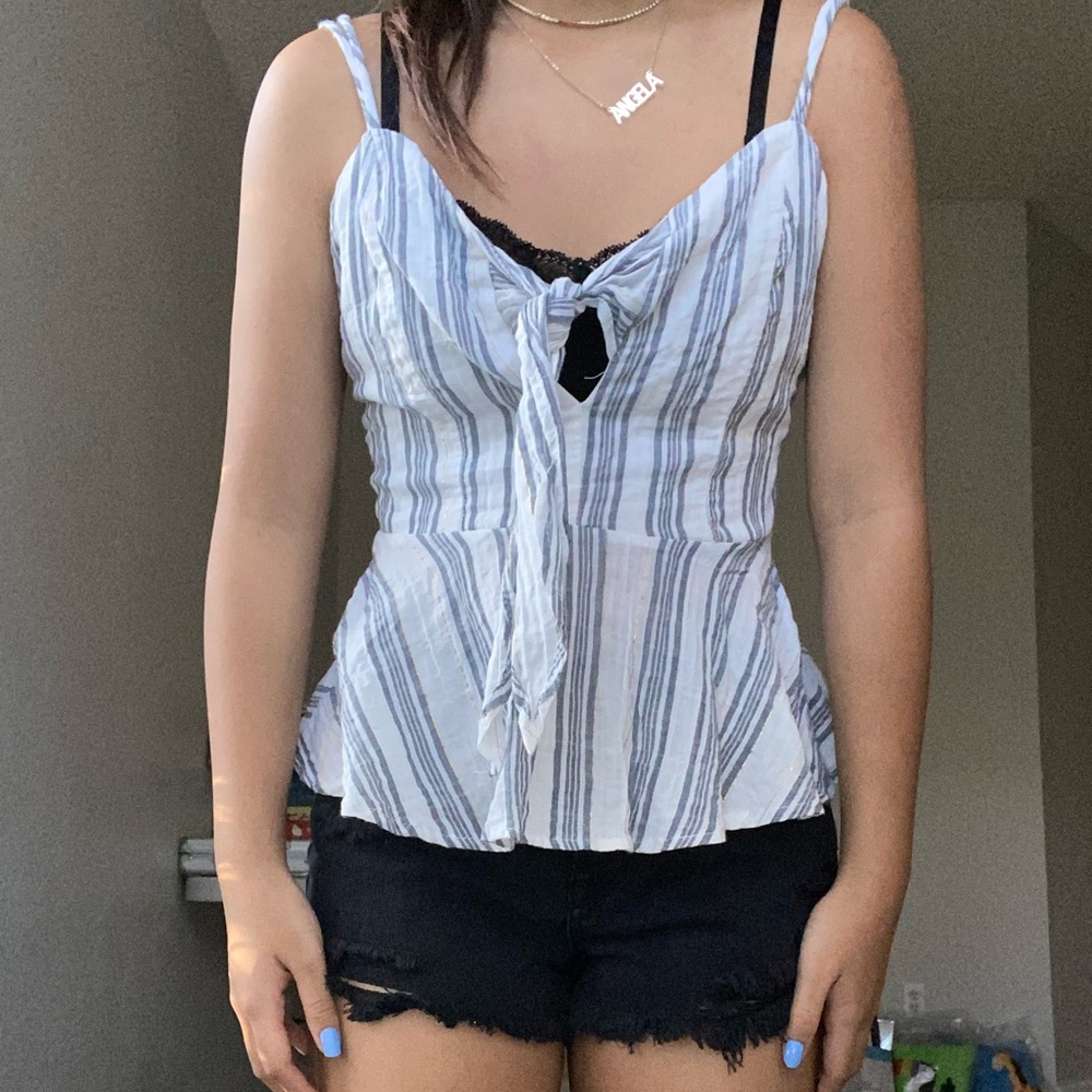 cute tie front tank top